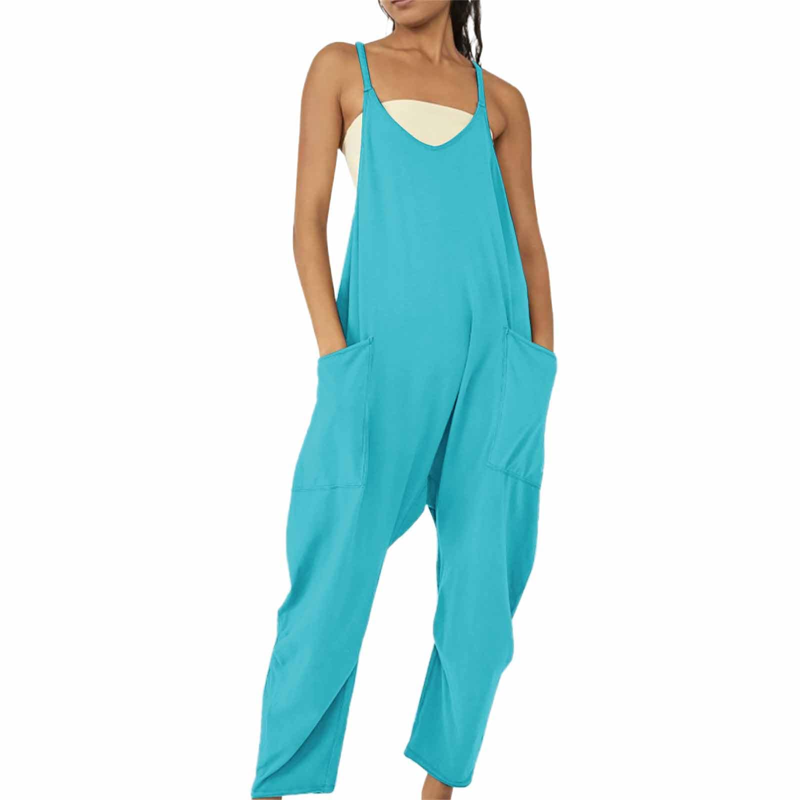 Peto para mujer, de verano, ligero, holgado, informal, con bolsillos