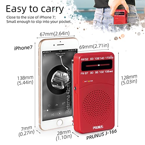 PRUNUS J-166 Small Transistor Radio AM FM, Battery Operated Radio with Tuning Light, Back Clip, Excellent Reception for Indoor & Outdoor & Emergency Radio, Small Radio, Portable Radio - Image 5