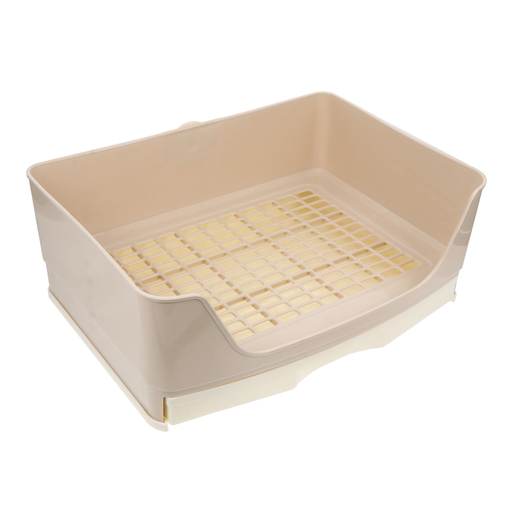 Lettiera per Conigli Grande a Cassetto in Plastica Beige | Cavie Adulte, Previene gli Spruzzi, Base Antiscivolo, Facile da Pulire, Spazio Ampio