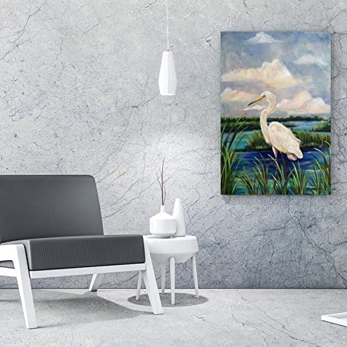 Seabird Wall Art Coastal Heron Wall Decor Beach Blue Heron Pictures Blue Green Canvas Prints For Living Room Bedroom Office Kitchen Decor 24X32Inch(60X80Cm) Unframe-Style #TOP3