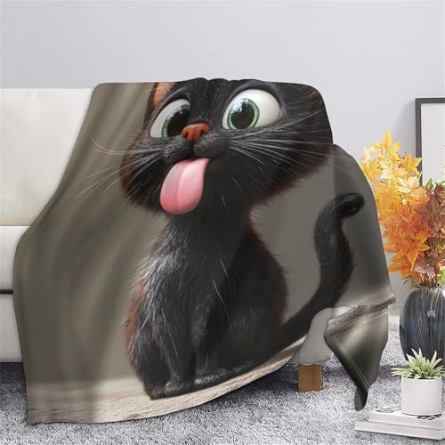 Couverture douillette pour chat noir en flanelle douce lit