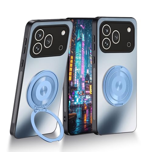 Coque rigide Honor 600 Pro bleu mat antichoc avec béquille et aimant intégré