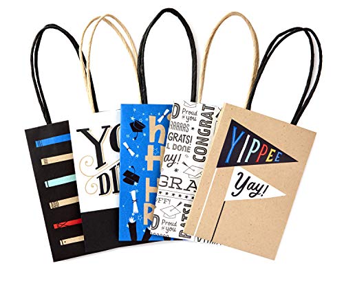 Hallmark Mini 5 Graduation Gift Bags Assortment (Pack of 5 Small Gift Bags) for College, High School, 8th Grade, Kindergarten, Nursing School Grads