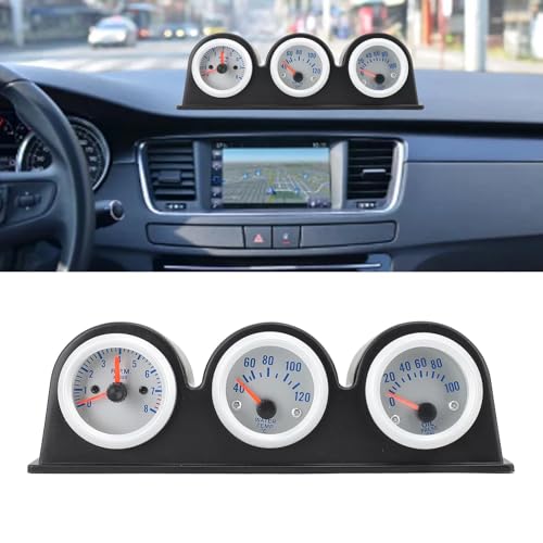 Aqxreight AQXREIGHTKW16C2E03M 3 In1 Triple Auto Gauge Meter Kit, 3 In 1 Car Gauge Meter Water Temperature Tachometer Oil Pressure Instrument Panel Replacement thumb #3