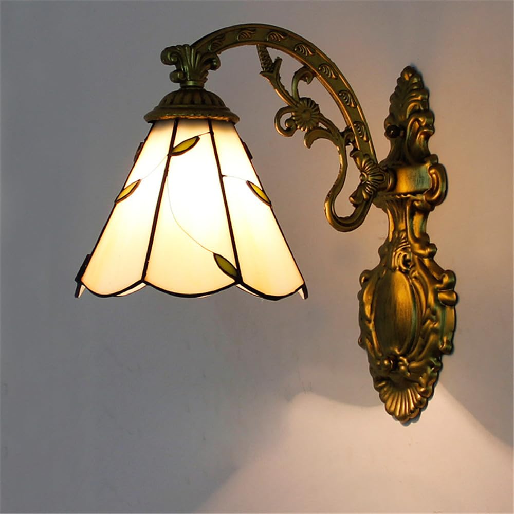 HYJAUSXB Retro Wall Lamp - European Luxury Lighting for Living Room, Restaurant, Bedroom, Study, Villa, Hotel, Cafe, Bar and Aisle with Color Glass Design