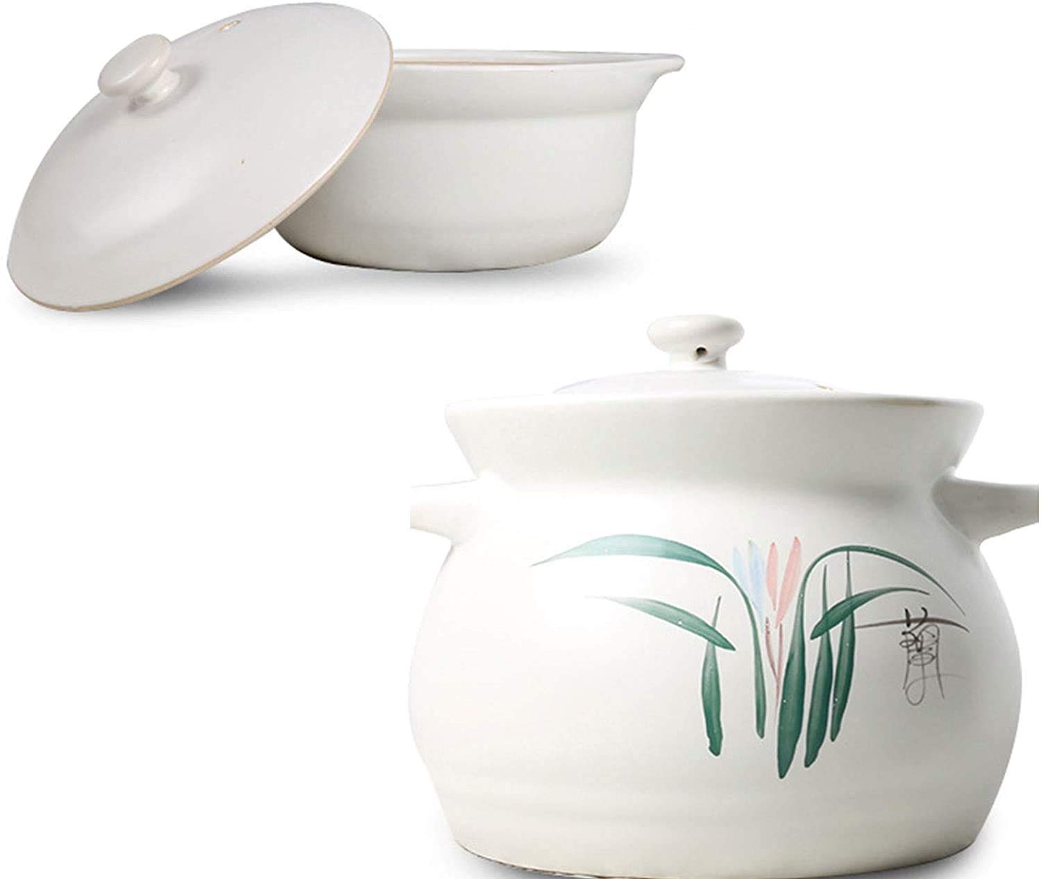 Natürlicher glasierter Tonkocher, runder Auflauf, hochwertige Keramik-Kochplatten-Topfschale, direkter Wärme-Earthenware-Nudelreis Bibimbap Bald TOFU-Suppenschüssel Tontopf (Size : 1.1L)