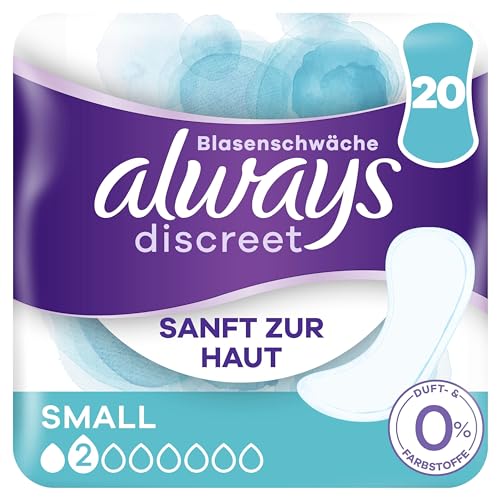 Always Discreet Inkontinenz-Slipeinlagen Damen, Small (20 Binden) ohne Duft und Farbstoffe, starker Schutz, den Sie kaum spüren