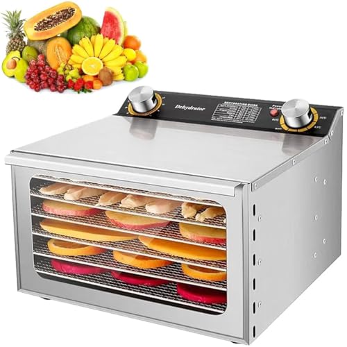 Deshidratador de alimentos comercial - Secador eléctrico de acero inoxidable con control de temperatura de 30-90 °C y ventana visible, para cecina, carne, frutas, verduras y refrigerios saludables,