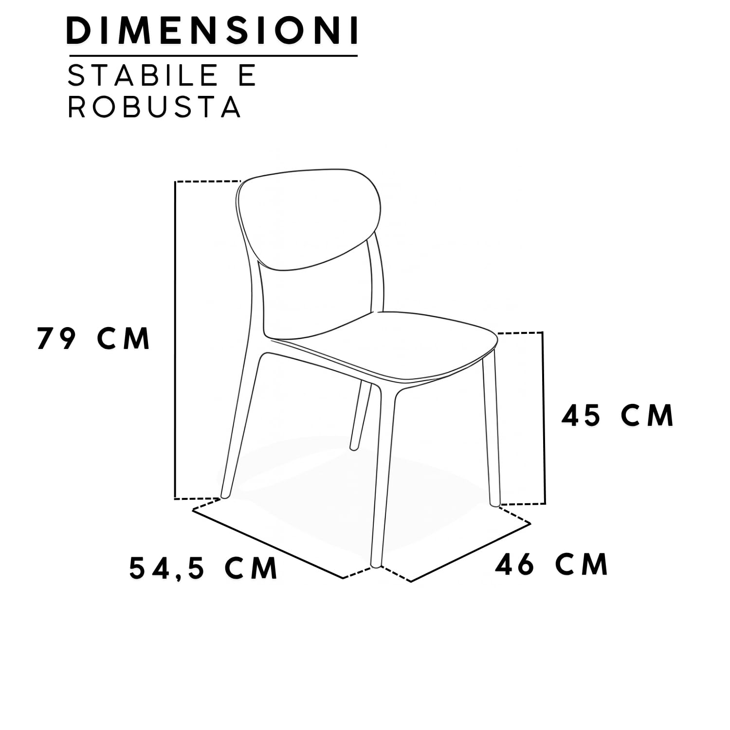 Sedia Verde Oliva Polipropilene Set da 4 Impilabili Design Ergonomico Minimalista Dimensioni 79 x 54,5 x 46 cm Interno Esterno Casa Ufficio Bar Ristorante