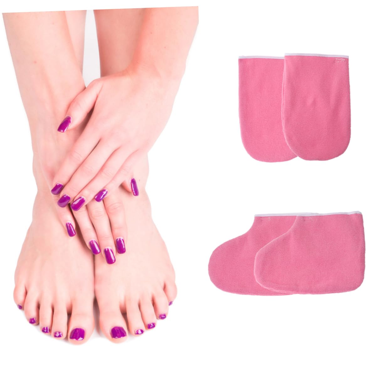 Cera de Parafina Guantes Botines de Tela Rosa y Manicura