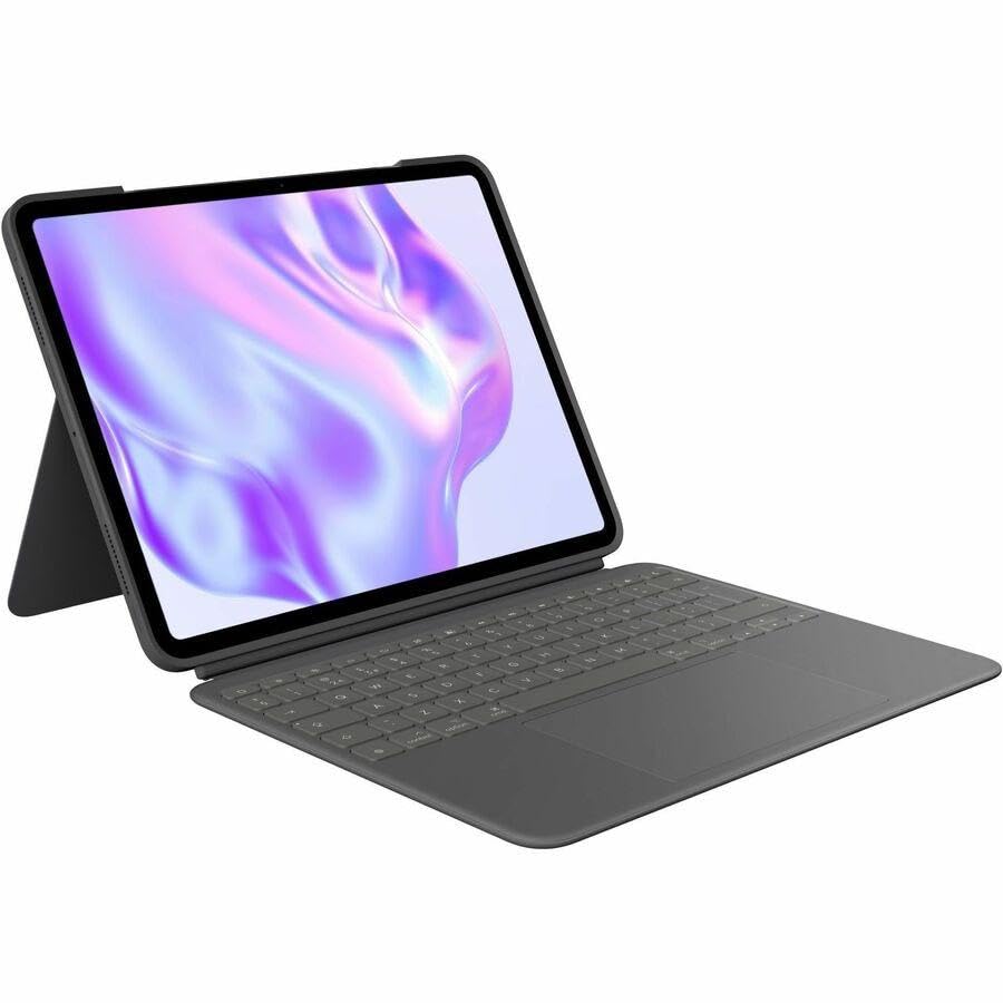 Image of 𝗟𝗢𝗚𝗜𝗧𝗘𝗖𝗛Combo Touch Keyboard Case for i-Pad Air 11-inch M2, M3, 5th Generation | Detachable Backlit Keyboard | Large Multi-Touch Trackpad | Adjustable Kickstand | Oxford Grey | Seller Warranty