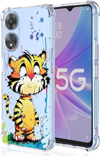 WOKEZ Transparent Fodral med Tiger till Oppo A78 5G - Stötsäker Skydd