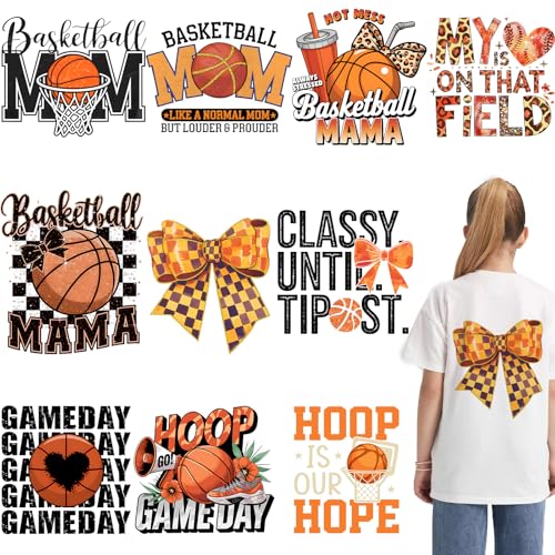 10 PCS Basketball Iron on Transfers for Tshirts, Basketball
