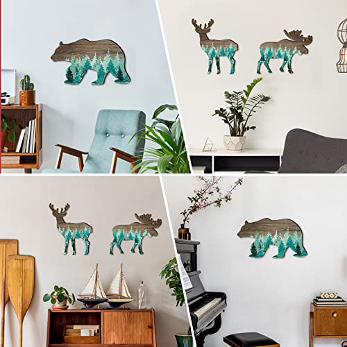 Newcotte Woodland Nursery Decor Cabin Wall Decor Bear Elk Wood Animal Wall Decor Trio Wildlife Wall Hanging With Deer And Moose Rustic Woodland Wall Decor Animal Christmas Decorative Signs Set Of 3 #TOP5