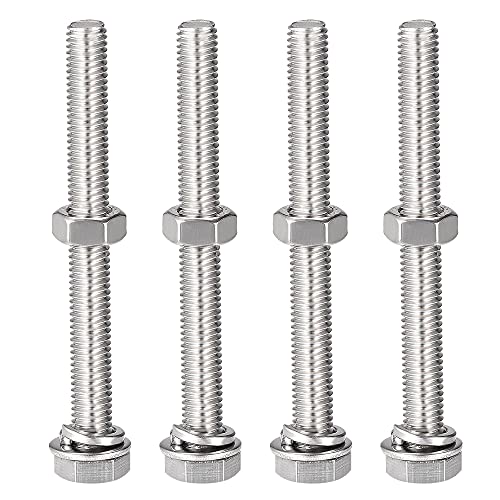 Vis à tête hexagonale M8 x 75 mm inox 304 quincaillerie boulon écrou rondelle plate et frein