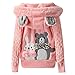Freebily Manteau à Capuche Polaire Chaud Enfant Fille Peluche Veste Pull Manteaux Chandails Ours Dessin Animé Cartoon Sweatshirt Hoodie Pullover Outwear Rose 7-8 Ans