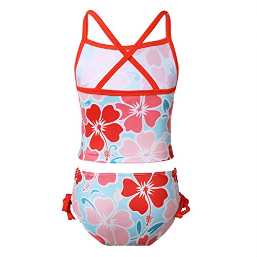 2PCS Kids Girls Swimsuit Swimwear Floral Printed Tankini Bottoms Set Bathing Suit Beachwear2