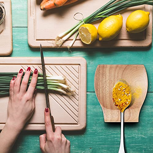 Image of Wooden Spoon Rest For Kitchen Utensils, 4.7x4.5 Inch, Natural Acacia Wood Spoon Spurtle Set Holder For placing Kitchen Tool, Cooking Ladle, Spatulas, Tongs, Fork on Stovetop Table Desk