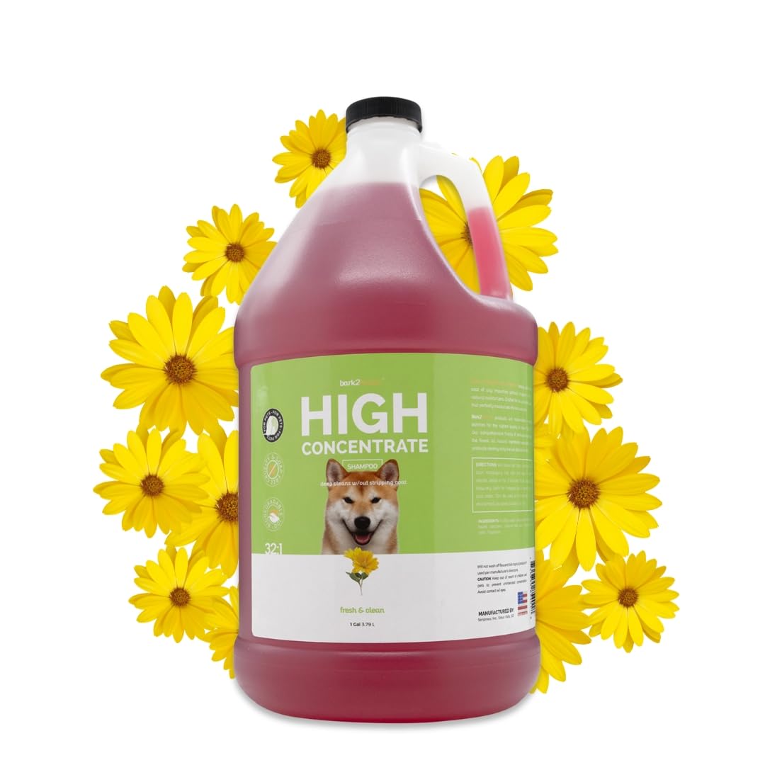Bark2Basics High Concentrate Dog Shampoo, 1 Gallon - All Natural Ingredients, Deep Cleaning, 32:1 Concentration, Fresh Scent, Moisturizing, Super