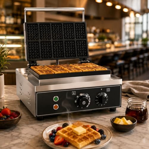 Image of Biscuit Waffle Machine, Commercial Electric Biscuit Maker, Non-Stick Waffle Biscuit Baker for Cafe Bakery Restaurant