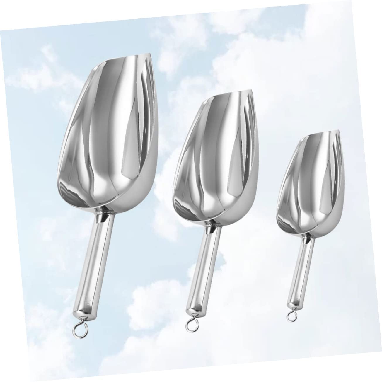 3pcs Fondo Piccolo Negozio Rotondo Tè Scooper Caramella di Metallo Per Flessibile In Acciaio Buffet Congelatore Pala Cubo Paletta Dessert Bar Patatine di Cereali Proteine Farina Addensato Dado Cucch