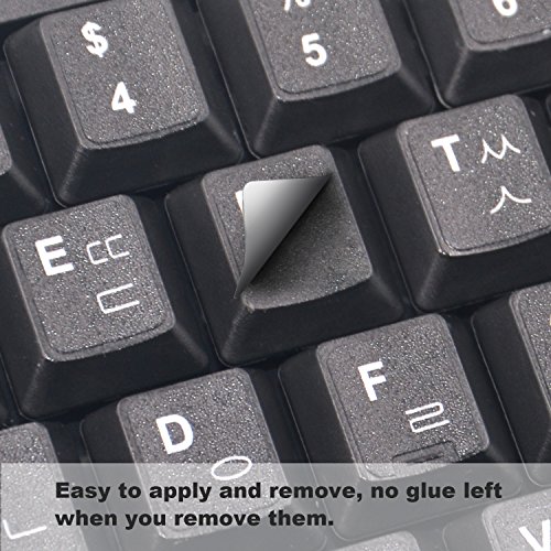 [2Pcs Pack] Forito Korean Keyboard Stickers On Non Transparent Black Background Black Background With White Lettering For Computer, Each Unit Size: (Width) 0.43” X (Height) 0.51” (Matte) #TOP3
