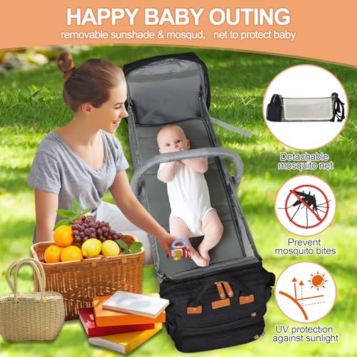XTGVZ large diaper bag backpack，baby bag with changing station for Boys Girls，Multifunctional Diaper Bag，Mommy Bag With USB Charging Port（Black） - Thumbnail 5
