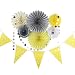 Grey Yellow Cream Party Decor Kit Tissue Paper Fan Bunting Banner Circle Dot Garland Baby Shower Birthday Wedding Party Home Decoration SUNBEAUTY,8pcs