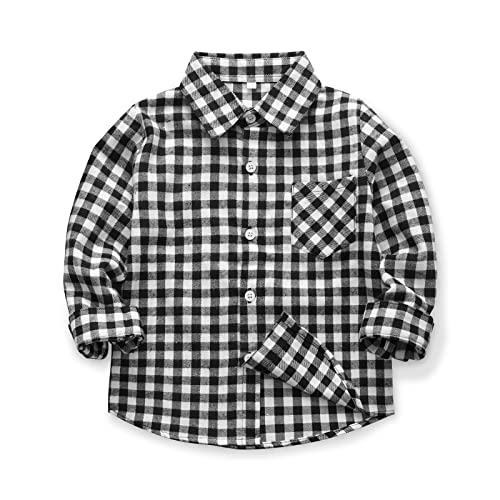 Image of OCHENTA Men's & Boys Flannel Shirts Button Down Long Sleeve Plaid Shirt Family Matching Outfits