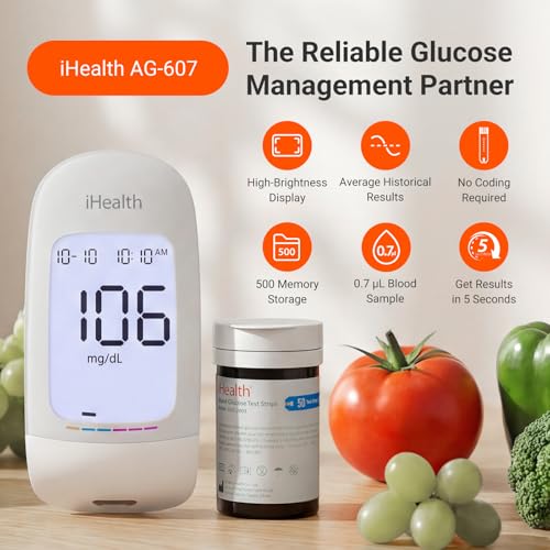 iHealth Acacia AG-607 Blood Glucose Monitor Kit, 100 Strips & Lancets - image 2