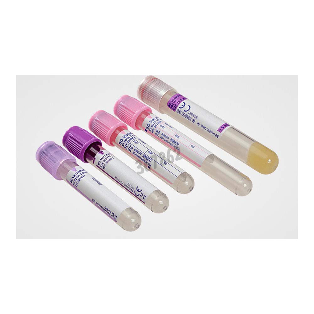 BD Medical 367862 - Vacutainer K2 Edta de PET tubo para hematología, tapón morado, etiqueta transparente, 13 mm de diámetro, 75 mm de largo, 4 ml, lote de 100