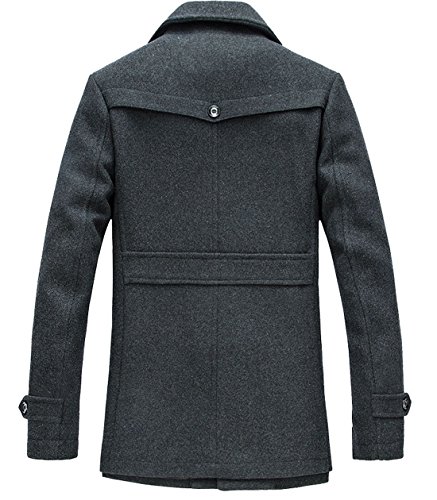 Image of chouyatou Men's Stand Collar Wool-Blend Classic Pea Coat with Removable Inner Collar