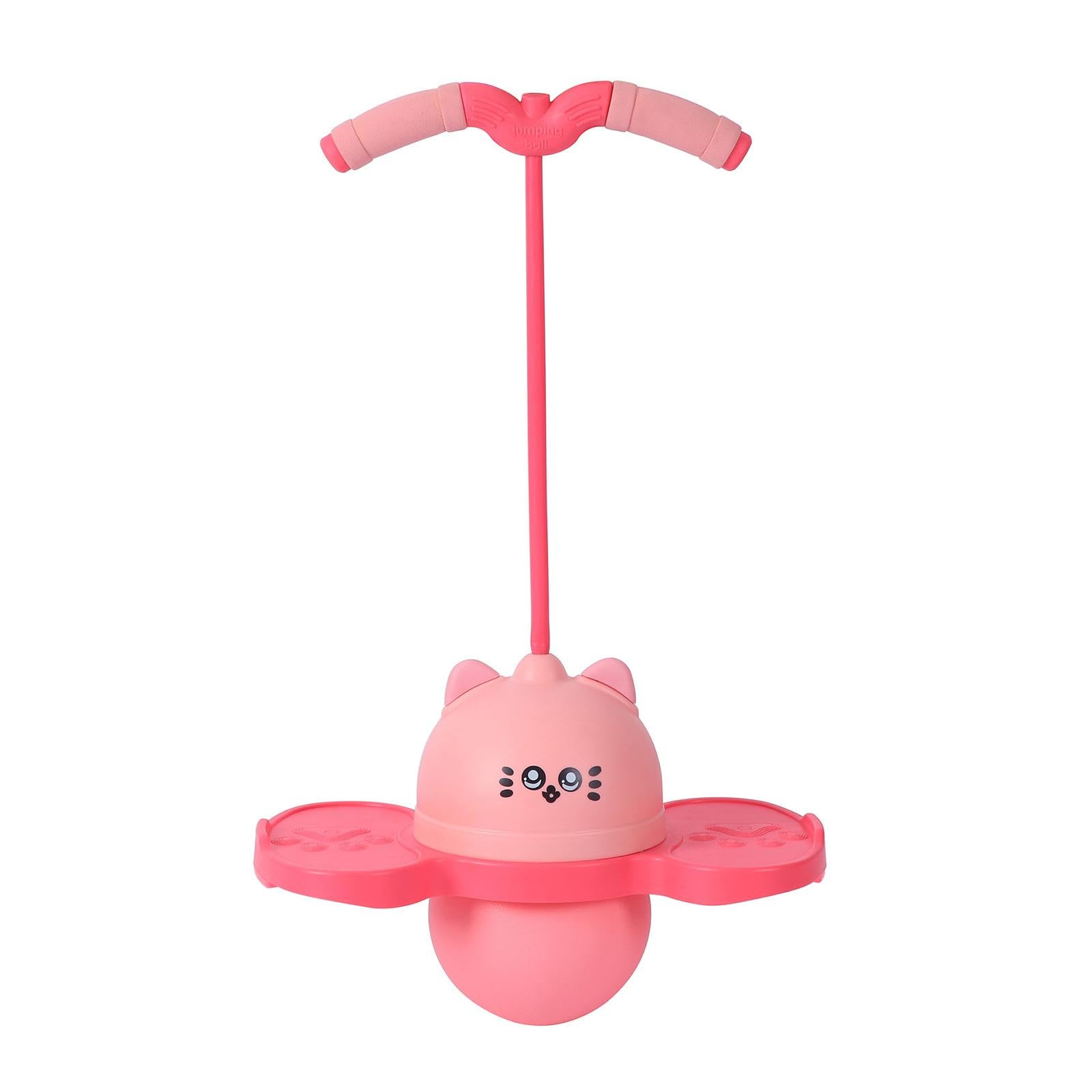 Giocattolo Rimbalzante per Bambini Palla con Maniglia Attrezzo Fitness Divertente Materiale Antiscivolo Adatto per Interno Esterno, Rosa
