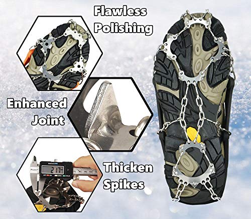 Uelfbaby Crampons 13 Spikes Ice Snow Grips Traction Cleats System Safe Protect for Walking, Jogging, or Hiking on Snow and Ice - Thumbnail 6
