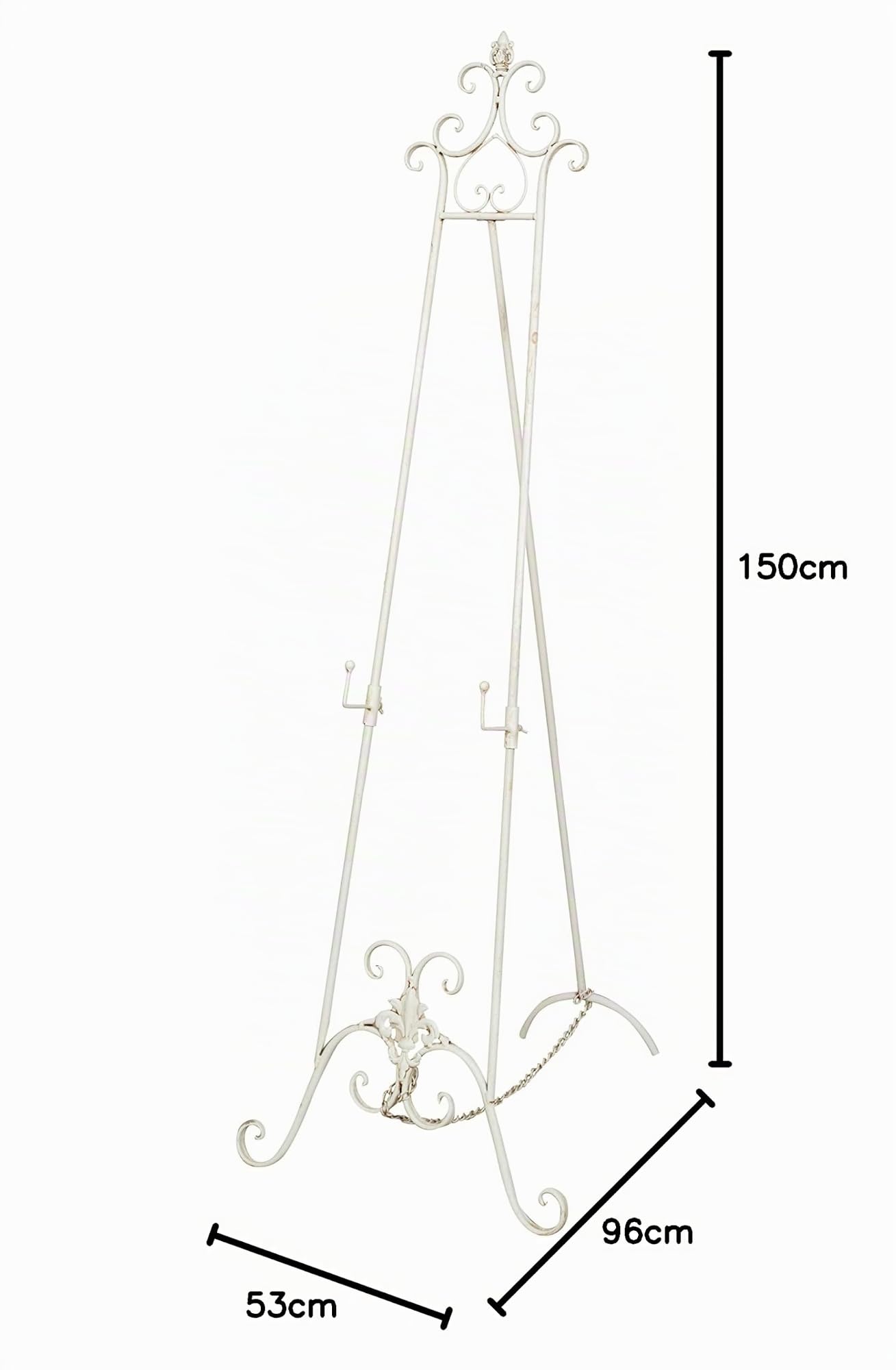 Biscottini Bilderständer 53x96x150 cm - Staffelei aus Schmiedeeisen mit antikiertem weißem Finish - Eleganter und praktischer Bilderständer - staffelei groß für Bild