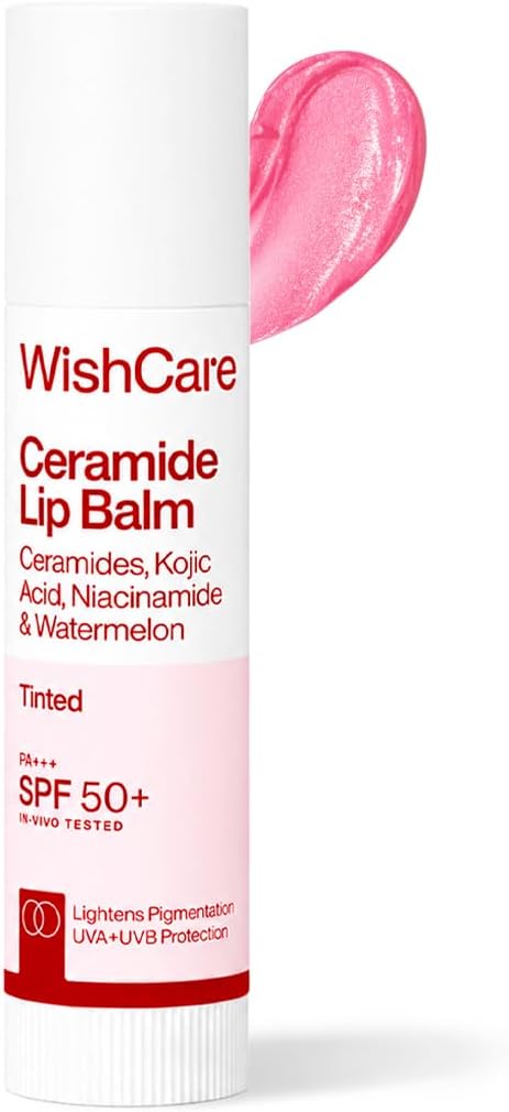 WishCare Tinted Lip Balm SPF 50 PA+++ | Brightening Lip Balm for Dark Lips | In-Vivo Tested | Kojic Acid & Niacinamide | For Women | 5g