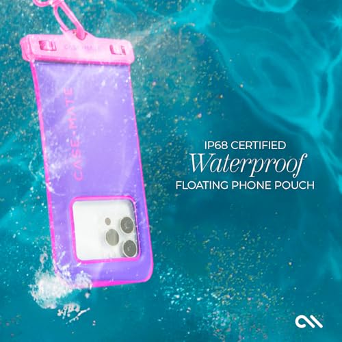 Image of Case-Mate IP68 Waterproof Phone Pouch - Purple Paradise | Touchscreen Floating Waterproof Phone Case with Crossbody Lanyard - Fits All Phones - Beach Cruise Ship Travel Essentials