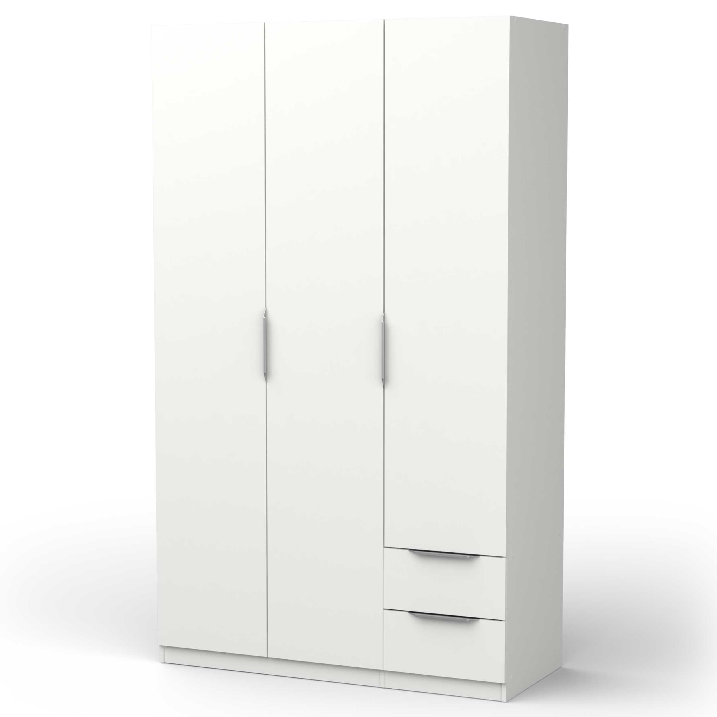 Armoire Dressing avec Penderie Moderne 3 Portes 2 Tiroirs 4 Niches – Coloris Blanc Mat - 119,4 x 51,1 x 203 cm