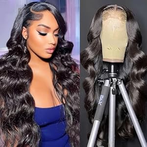 Anderah Body Wave Lace Front Wigs Human Hair 13×6 HD Lace Glueless Human Hair Wig Pre Plucked Natural Hairline Brazilian Human Virgin Hair Long Black Body Wave Wig for Black Women 180% Density 26Inch