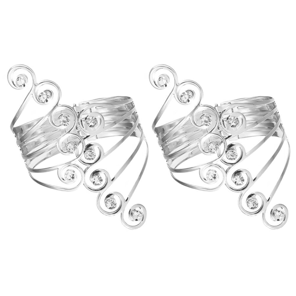 Mioyoow Silver Curtain Tiebacks, 2Pcs Metal Curtain Holders With Rhinestone Magnetic Drapery Decorative Clips For Home Bedroom Office Window Decor