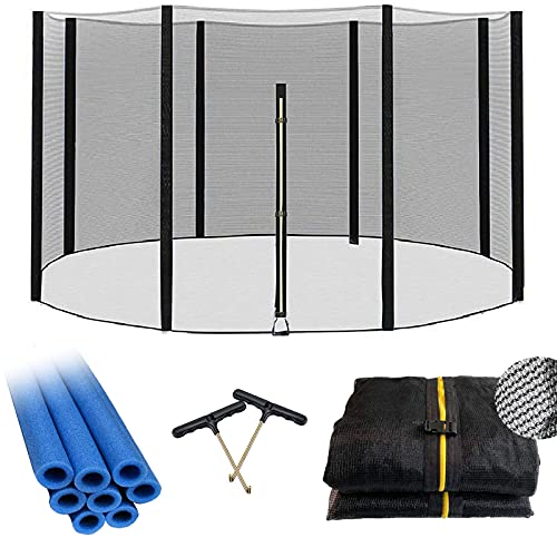 Filet trampoline de remplacement universel avec lot de 8 mousses pour piquets