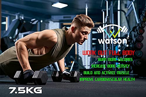 Image of Watson Solid Steel Rubber Coated Hex Dumbbell Set, 7.5 Kg Single Piece Home Gym Dumbbell Weight Set For Men & Women, Home Gym Equipment (Single Piece)