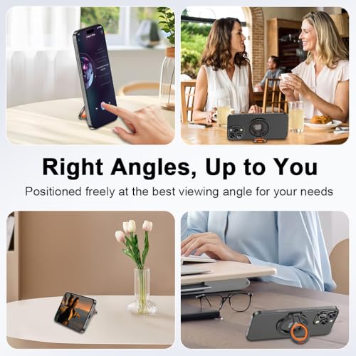 Image of ZORBES Magnetic Phone Grip Holder for Mag-Safe Ring Stand Holder Adjustable Kickstand for iPhone 17 16 Pro Max 15 14 13 12, Finger Loop Stand with Silicone Finger Strap, Wireless Charging Compatible
