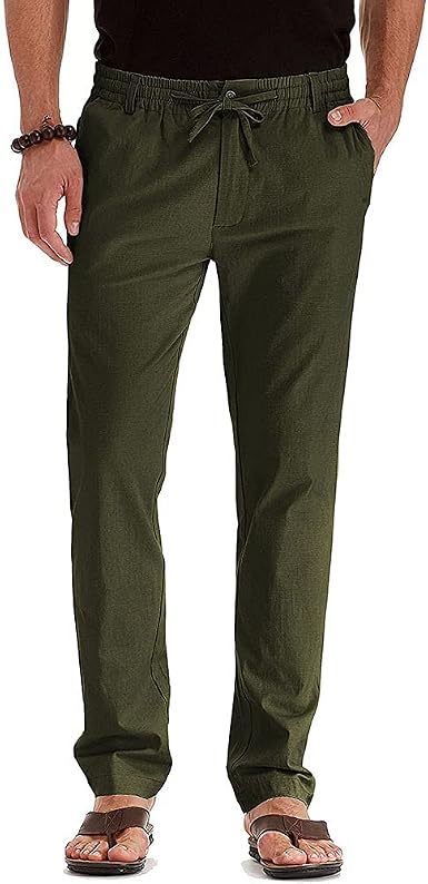Casual Linen Pants Drawstring Beach 