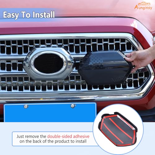 Image of Aunginsy Front Emblem Trim Cover Compatible with Toyota Tacoma 2016-2023, Front Hood Center Grille Emblem Badge Logo Cover Circle Ring Decorator Overlay ABS Accessories, Not Fit with Sensors Version