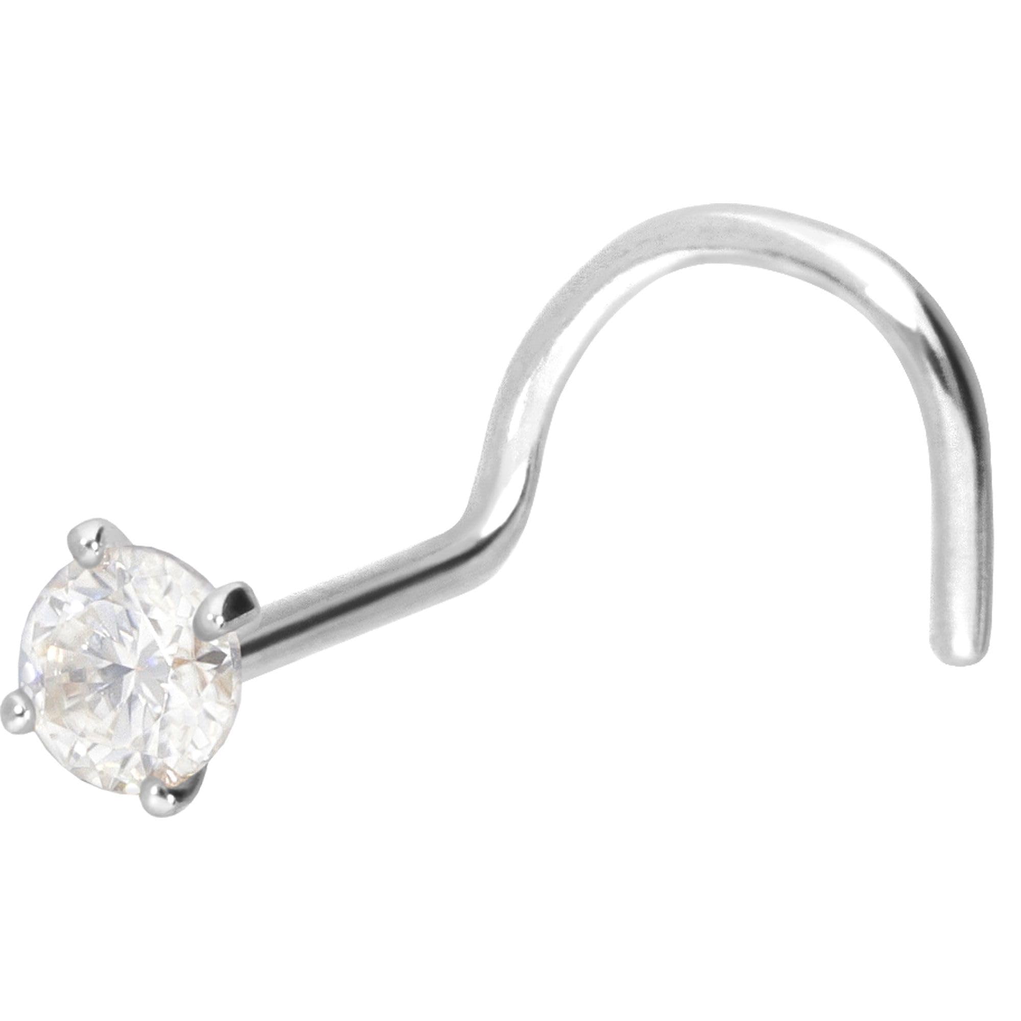 PIERCINGLINE Nasenpiercing 14K Gold Nasenstecker Spirale EINGEFASSTER MOISSANIT 585er Gold - Roségoldfarben, Goldfarben, Silberfarben
