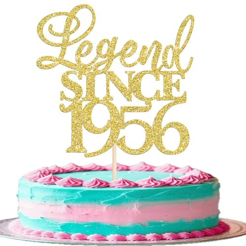 Xsstarmi Confezione da 1 topper per torta Legend Since 1956 Seventy Cheers to 70th Birthday Hello 70 and Fabulous Cake Pick Decorazione per 70° compleanno, anniversario di matrimonio, decorazioni per