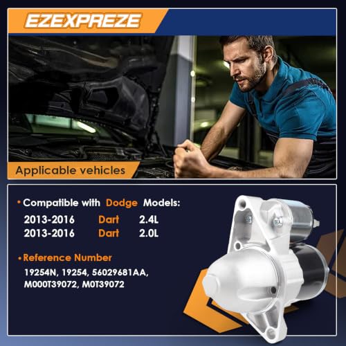 Image of Ezexpreze 19254 New Starter for 2013-2016 Dodge Dart 2.0L, 2013-2016 Dodge Dart 2.4L 1.4KW 12V CW 10T