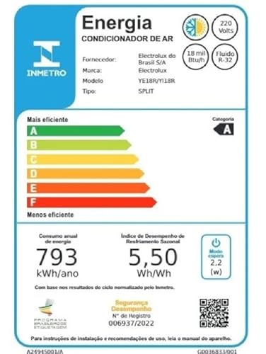 Ar-Condicionado Electrolux Split 18.000 BTUs Color Adapt Quente/Frio com Wi-fi (YI18R/YE18R) 220V