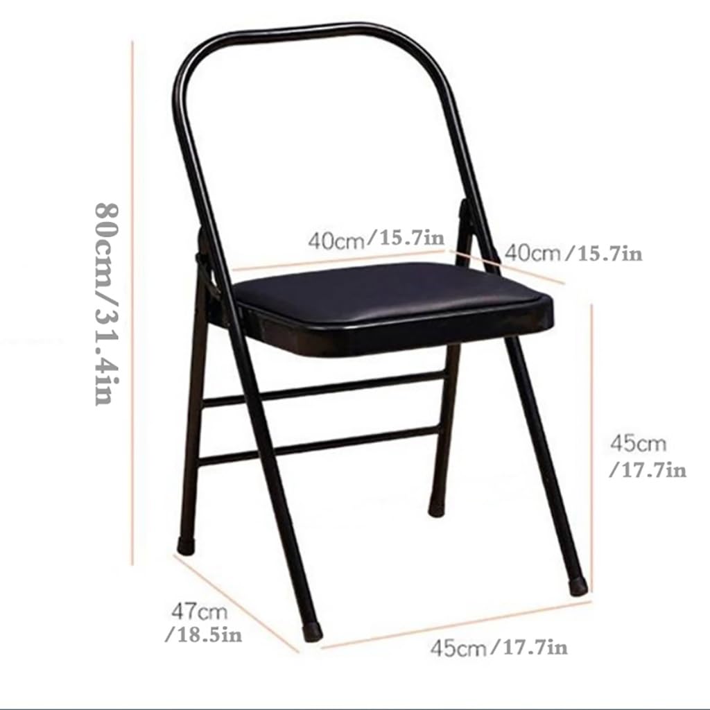 Silla de yoga plegable con patas antideslizantes, piel sintética, sin respaldo, para entrenamiento de fuerza y equilibrio, marco de metal, color rosa, ideal para paradas de manos y entrenamientos en